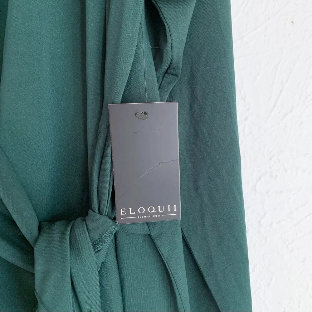 Eloquii Wide Neck Wrap Gown Matte Jersey Dark Green Sz 16 NWT - Picture 5 of 6